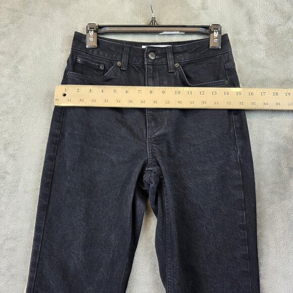 Topshop Jeans Womens Size 26 Black Straight High Rise Raw Hem Stretch Denim - Picture 5 of 11